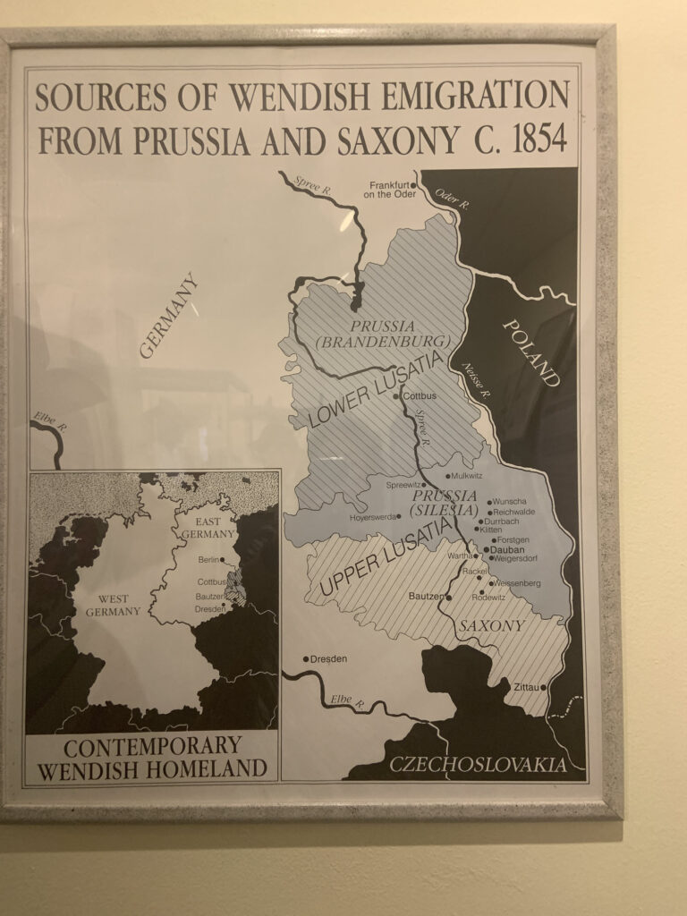 Map of The Area of Germany and Poland from which the Wendish or Sorbs Emigrated