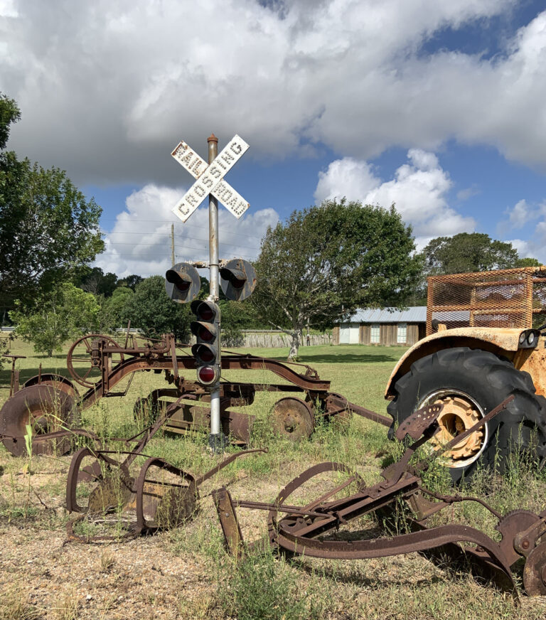 Egypt, TX RR Crossing Sign and Farm