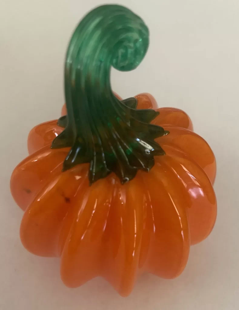 Glass Pumpkin Paperweight by Chris Sherwin Art Glass